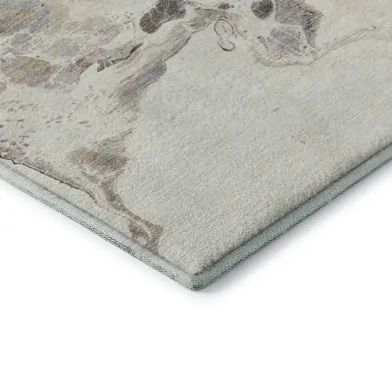 Beige Blue And Copper Abstract Washable Area Rug With UV Protection Photo 7