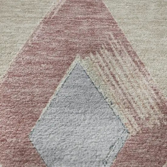 Beige Blue And Copper Geometric Washable Area Rug With UV Protection Photo 8