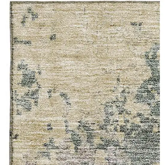 Beige Blue And Gray Abstract Washable Area Rug With UV Protection Photo 2