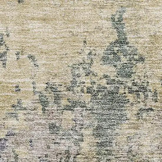 Beige Blue And Gray Abstract Washable Area Rug With UV Protection Photo 2