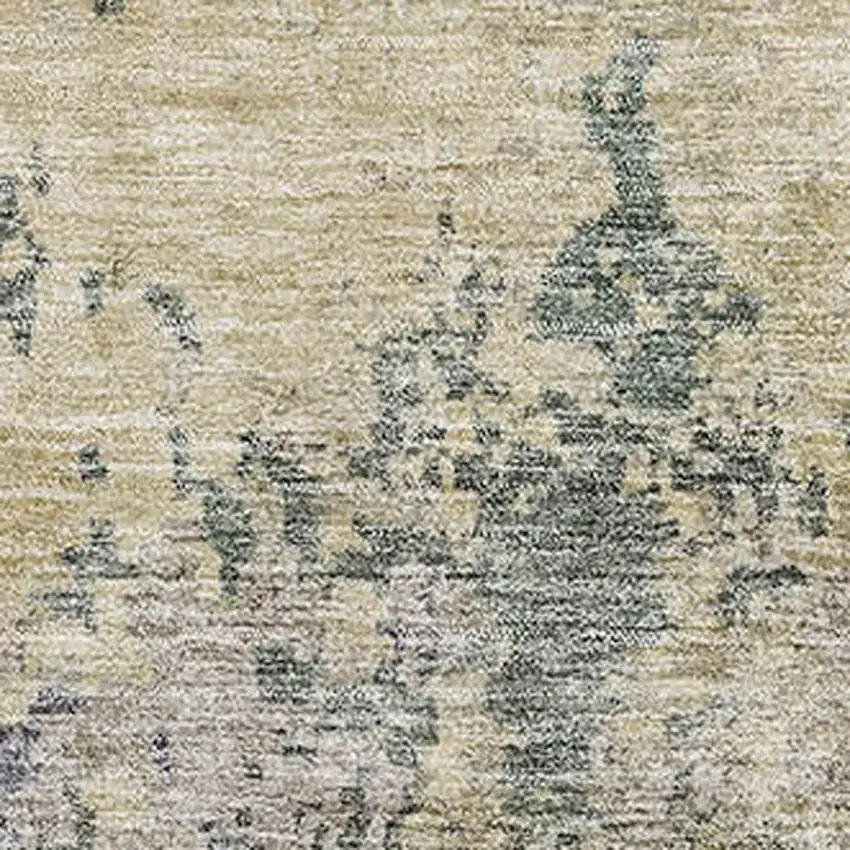 Beige Blue And Gray Abstract Washable Area Rug With UV Protection Photo 2