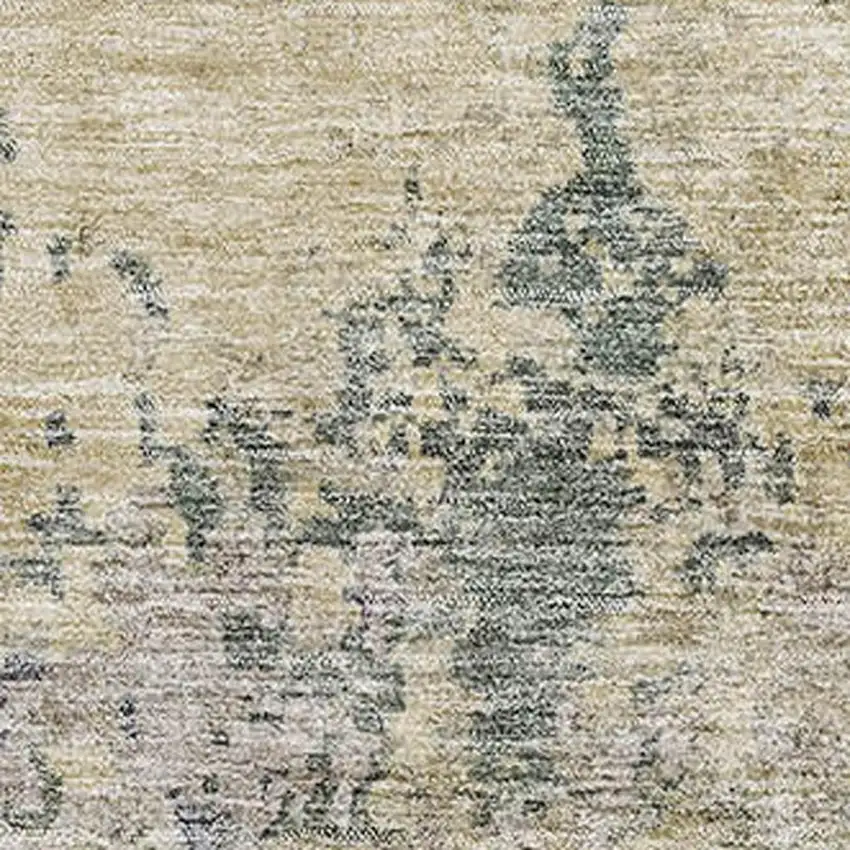 Beige Blue And Gray Abstract Washable Area Rug With UV Protection Photo 2