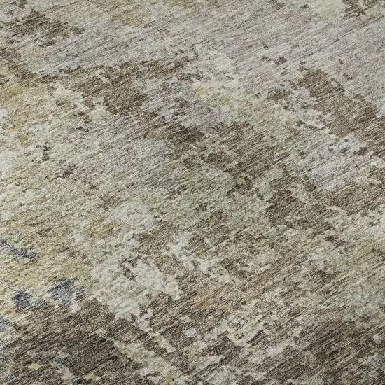 Beige Blue And Gray Abstract Washable Area Rug With UV Protection Photo 9