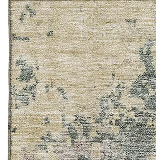 Beige Blue And Gray Abstract Washable Area Rug With UV Protection Photo 2