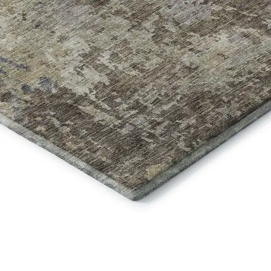 Beige Blue And Gray Abstract Washable Area Rug With UV Protection Photo 7