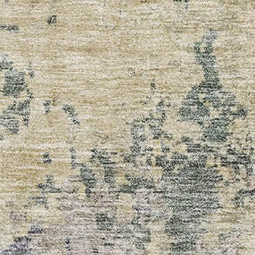 Beige Blue And Gray Abstract Washable Area Rug With UV Protection Photo 2