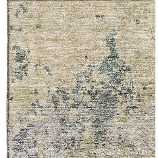 Beige Blue And Gray Abstract Washable Area Rug With UV Protection Photo 3