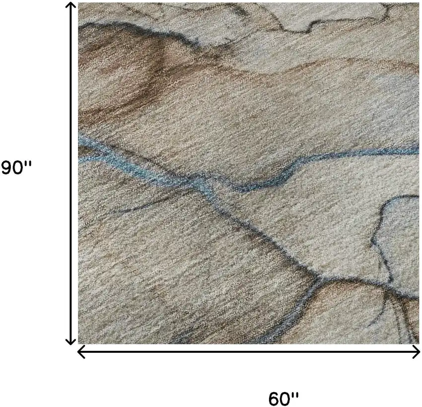 Beige Blue And Gray Abstract Washable Area Rug With UV Protection Photo 9