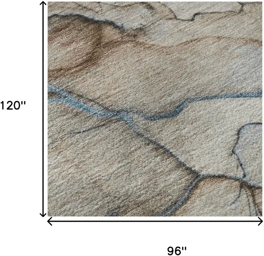 Beige Blue And Gray Abstract Washable Area Rug With UV Protection Photo 9