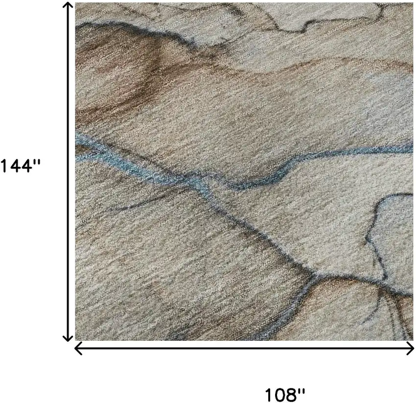 Beige Blue And Gray Abstract Washable Area Rug With UV Protection Photo 9