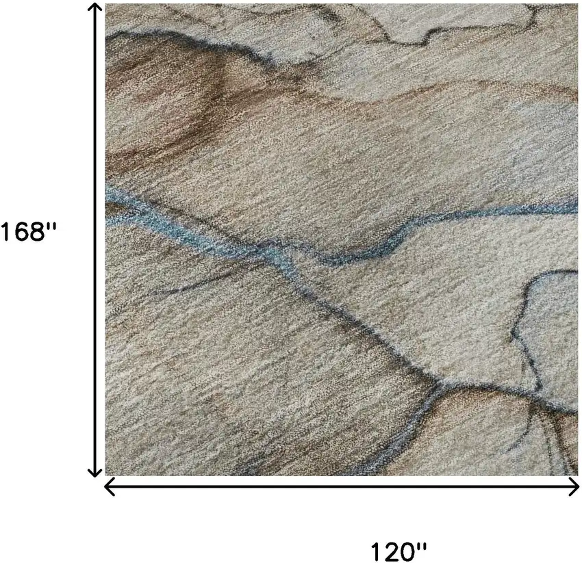 Beige Blue And Gray Abstract Washable Area Rug With UV Protection Photo 9