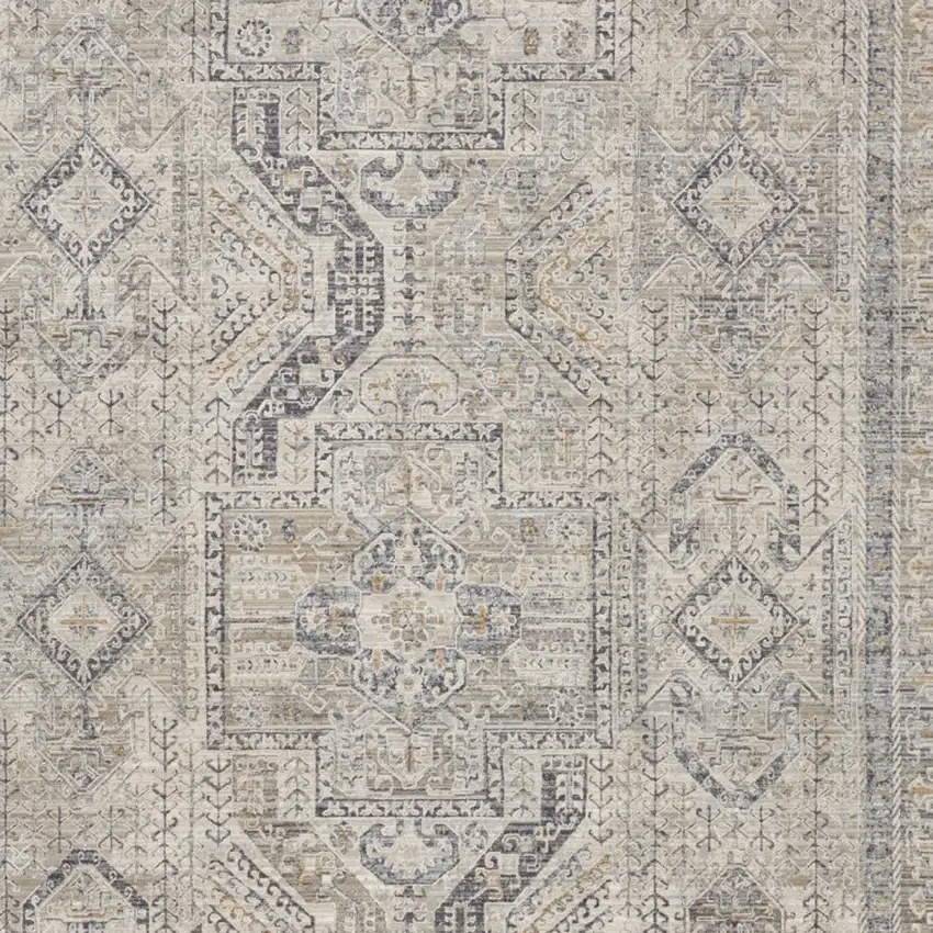 Beige Blue And Gray Floral Area Rug Photo 8
