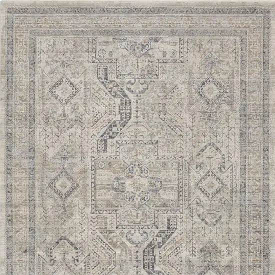 Beige Blue And Gray Floral Area Rug Photo 9