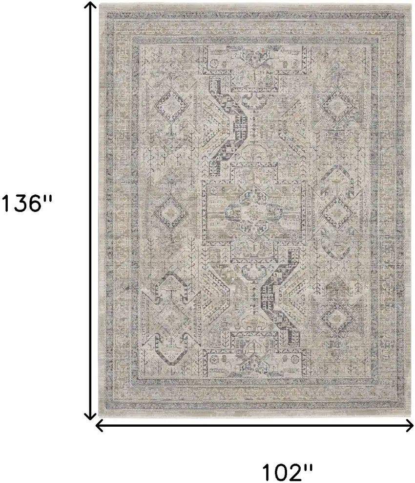Beige Blue And Gray Floral Area Rug Photo 3