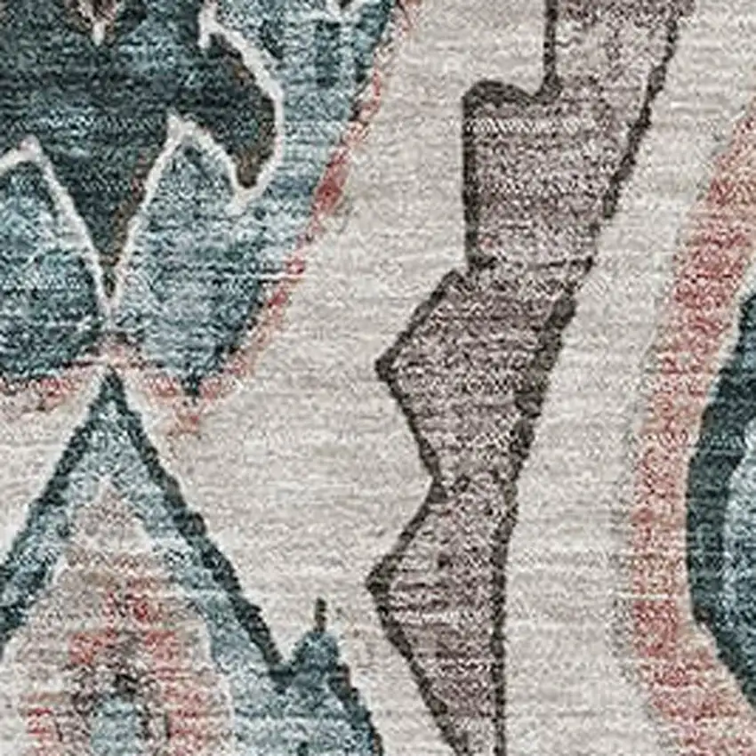 Beige Blue And Gray Moroccan Washable Area Rug With UV Protection Photo 3