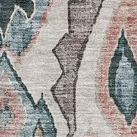 Beige Blue And Gray Moroccan Washable Area Rug With UV Protection Photo 3