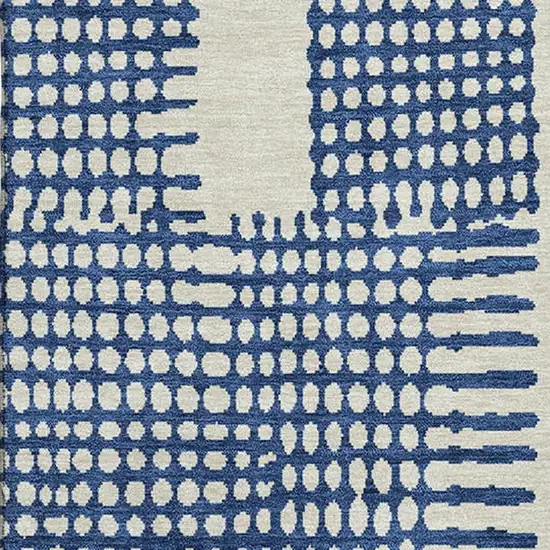 Beige Blue And Green Geometric Washable Area Rug With UV Protection Photo 3