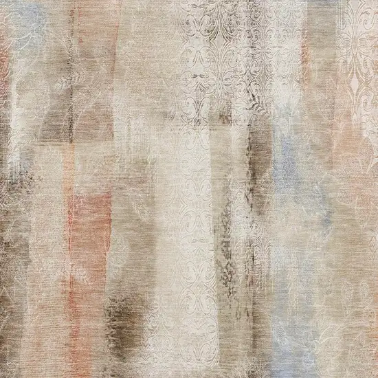 Beige Blue And Ivory Abstract Washable Area Rug With UV Protection Photo 4