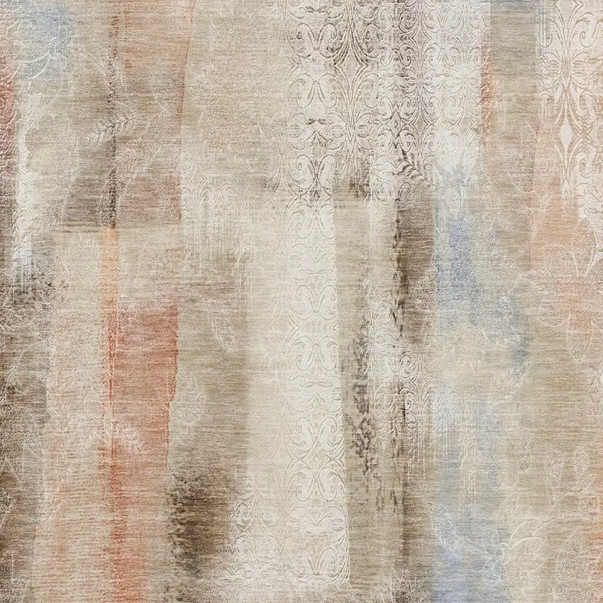 Beige Blue And Ivory Abstract Washable Area Rug With UV Protection Photo 4