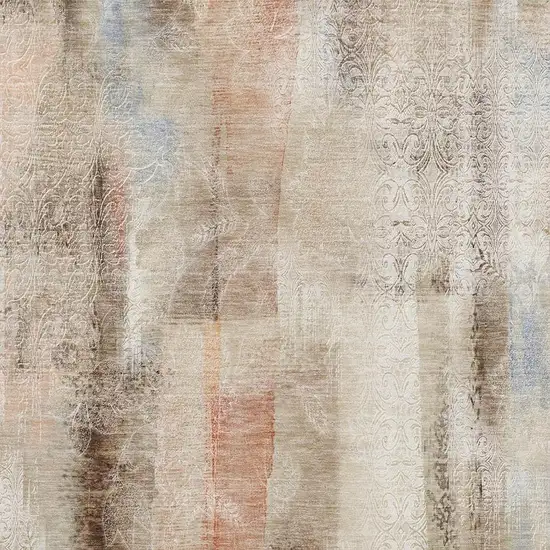 Beige Blue And Ivory Abstract Washable Area Rug With UV Protection Photo 4