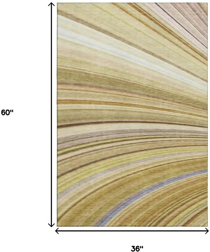 Beige Blue And Ivory Abstract Washable Area Rug With UV Protection Photo 3