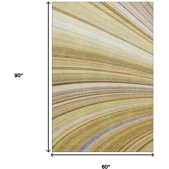 Beige Blue And Ivory Abstract Washable Area Rug With UV Protection Photo 6