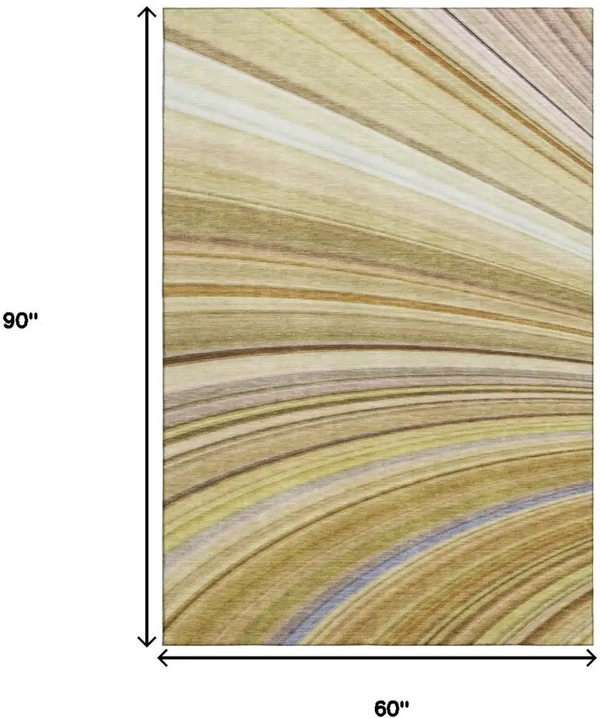 Beige Blue And Ivory Abstract Washable Area Rug With UV Protection Photo 6