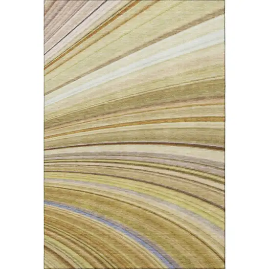 Beige Blue And Ivory Abstract Washable Area Rug With UV Protection Photo 4