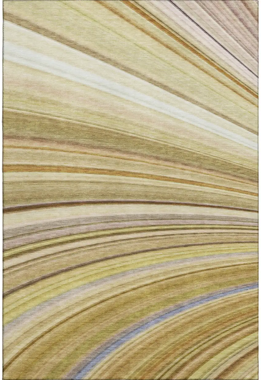 Beige Blue And Ivory Abstract Washable Area Rug With UV Protection Photo 1