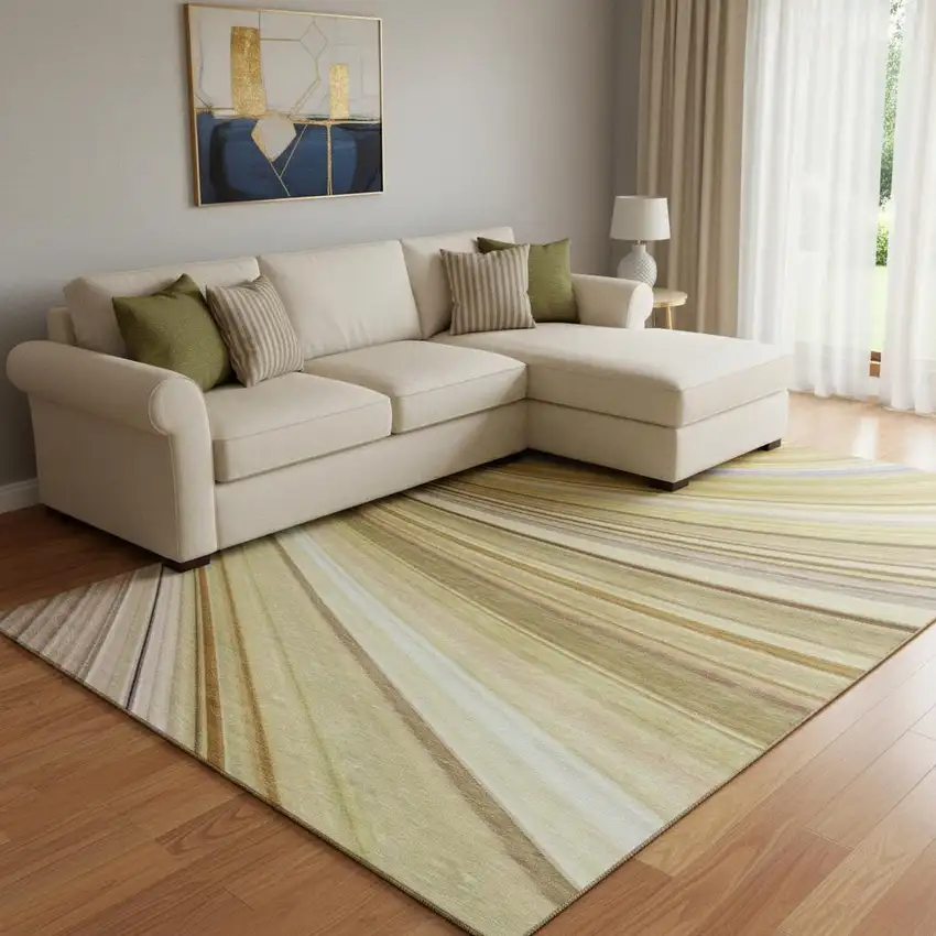 Beige Blue And Ivory Abstract Washable Area Rug With UV Protection Photo 1