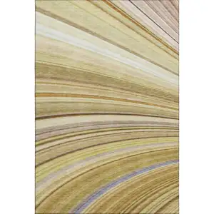 Photo of Beige Blue And Ivory Abstract Washable Area Rug With UV Protection