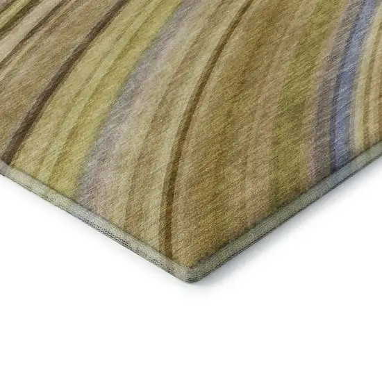 Beige Blue And Ivory Abstract Washable Area Rug With UV Protection Photo 8