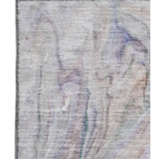 Beige Blue And Ivory Abstract Washable Area Rug With UV Protection Photo 2