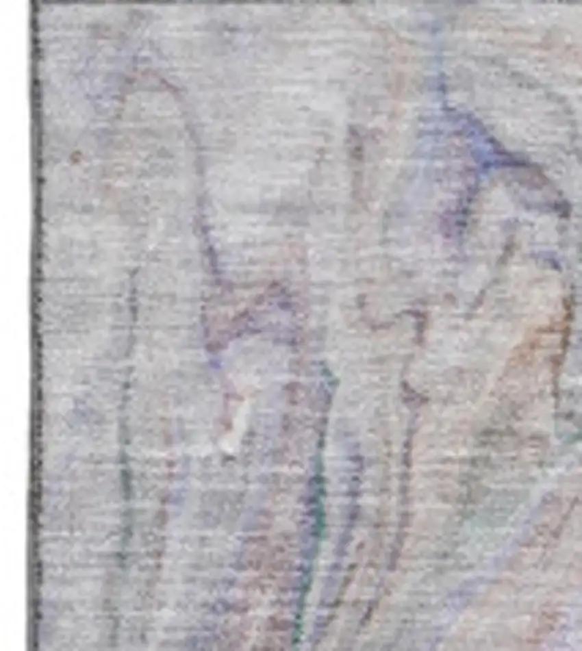 Beige Blue And Ivory Abstract Washable Area Rug With UV Protection Photo 2