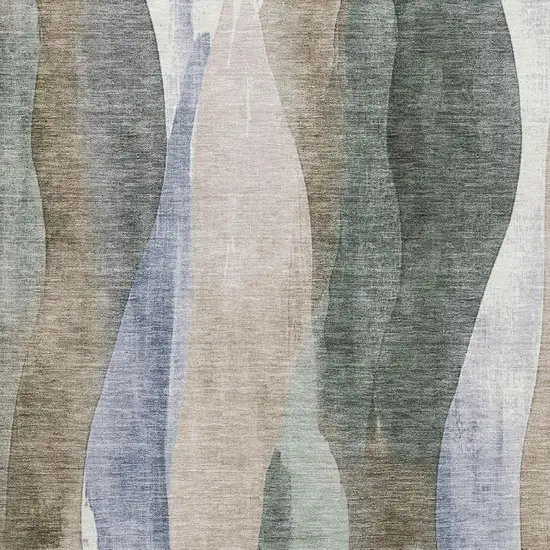 Beige Blue And Ivory Abstract Washable Area Rug With UV Protection Photo 3