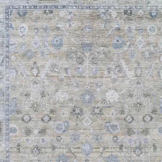 Beige Blue And Ivory Oriental Washable Indoor Outdoor Area Rug Photo 3