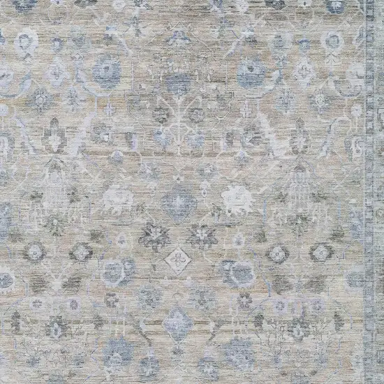 Beige Blue And Ivory Oriental Washable Indoor Outdoor Area Rug Photo 8