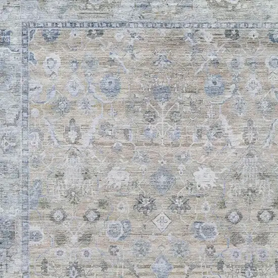 Beige Blue And Ivory Oriental Washable Indoor Outdoor Area Rug Photo 4