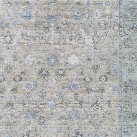 Beige Blue And Ivory Oriental Washable Indoor Outdoor Area Rug Photo 7