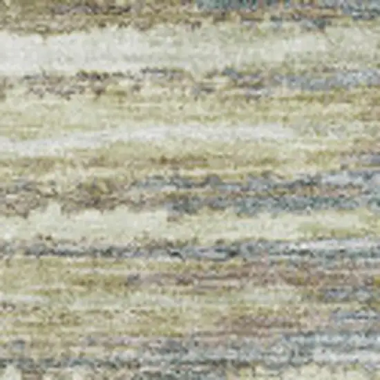 Beige Blue And Ivory Striped Washable Area Rug With UV Protection Photo 2