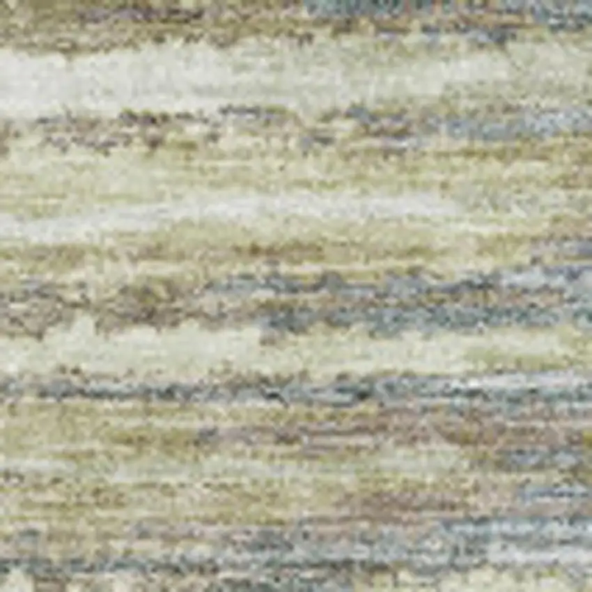 Beige Blue And Ivory Striped Washable Area Rug With UV Protection Photo 2