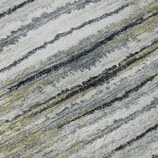 Beige Blue And Ivory Striped Washable Area Rug With UV Protection Photo 8