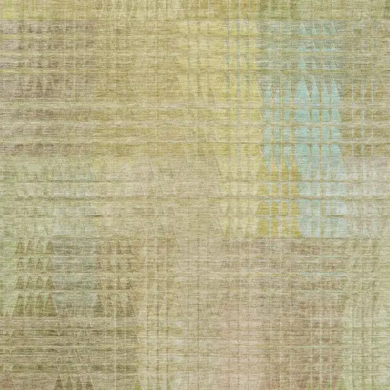 Beige Blue And Khaki Geometric Washable Area Rug With UV Protection Photo 2