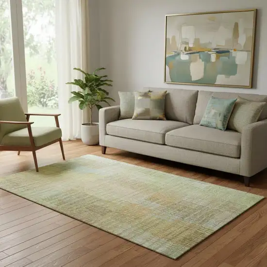 Beige Blue And Khaki Geometric Washable Area Rug With UV Protection Photo 2