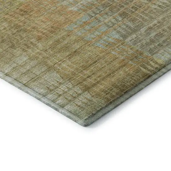 Beige Blue And Khaki Geometric Washable Area Rug With UV Protection Photo 7