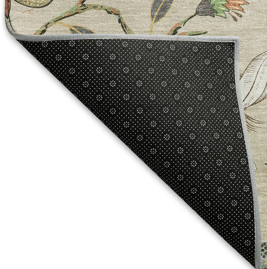 Beige Blue And Peach Geometric Washable Area Rug With UV Protection Photo 6