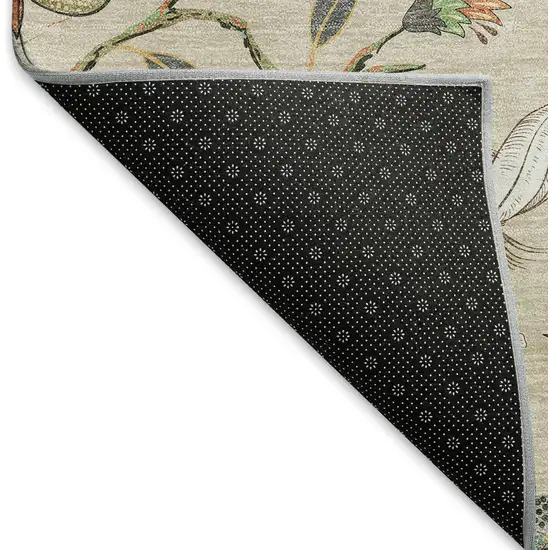 Beige Blue And Peach Geometric Washable Area Rug With UV Protection Photo 7