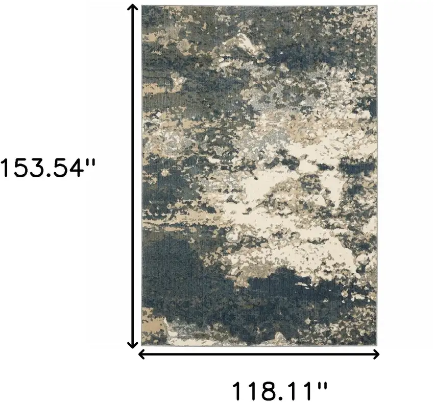 Beige Blue And Sage Abstract Power Loom Stain Resistant Area Rug Photo 10