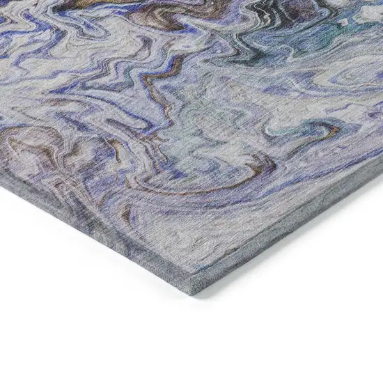 Beige Blue And Taupe Abstract Washable Indoor Outdoor Area Rug Photo 5