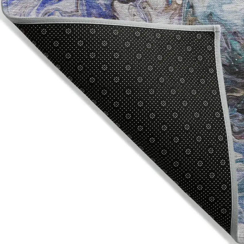 Beige Blue And Taupe Abstract Washable Indoor Outdoor Area Rug Photo 4